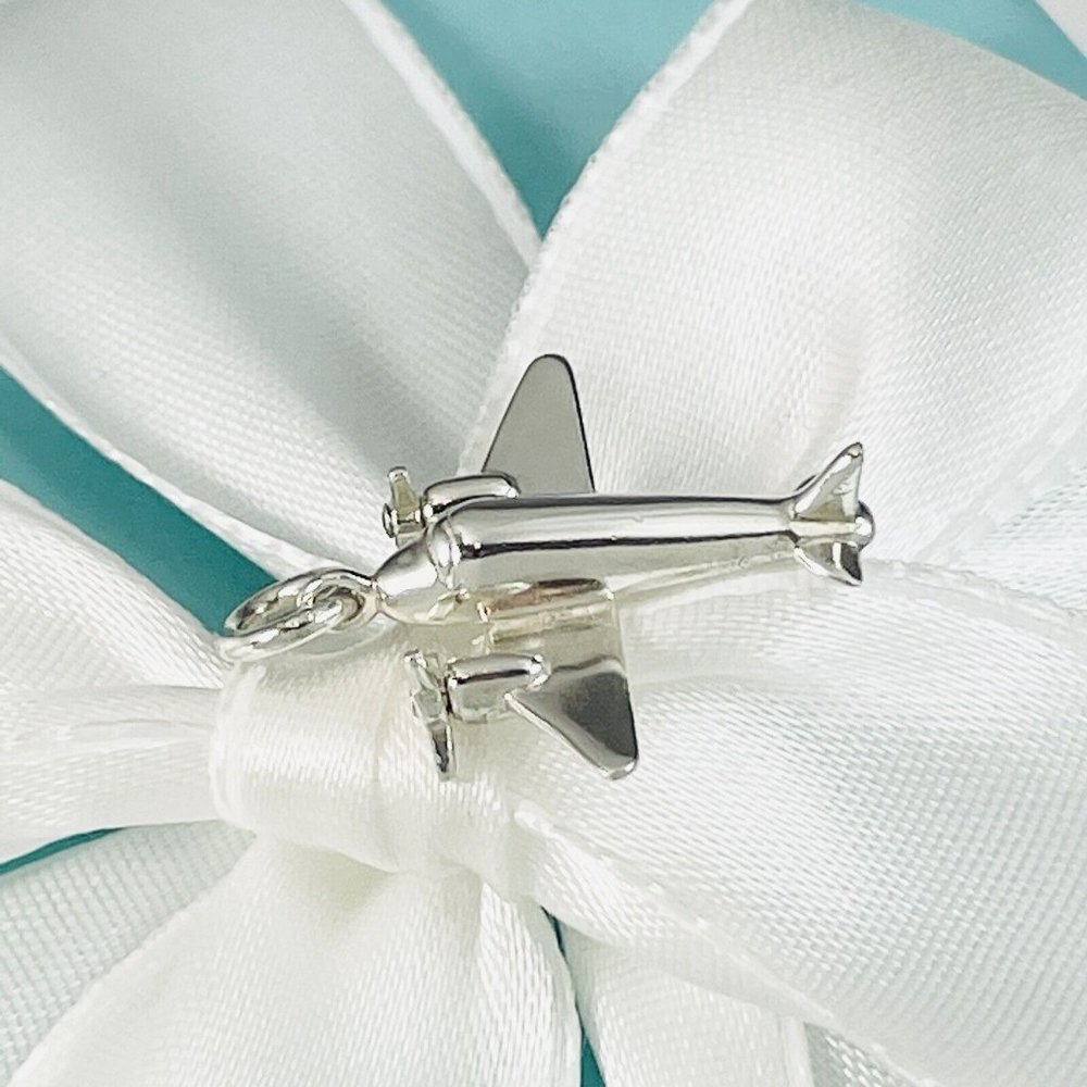 Tiffany Airplane Plane Pendant or Charm in Sterling Silver Italy - Picture 3 of 7